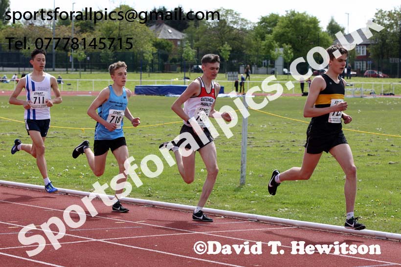 Mens under-17s 3000 metres 2019 North Eastern Track and Field Champs., Middlesbrough. Photo:  David T. Hewitson/Sports for All Pics